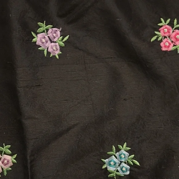 Lilly Pulitzer Vintage Black Silk Embroidered Floral Pants - 6 - Picture 7 of 8